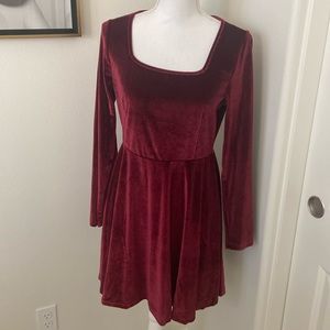 Burgundy velvet dress